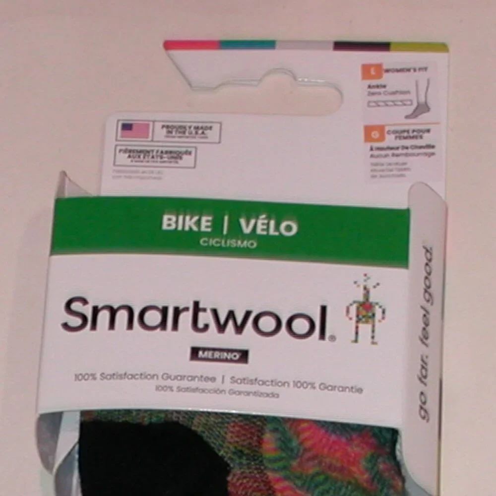 SmartWool Bike Zero Cushion Jungle Music Print Ankle Socks Women's LG Honey Gold